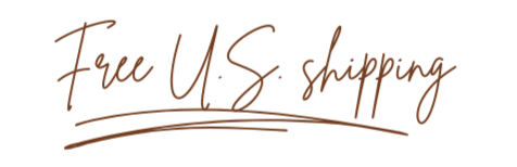 Text 'Free U.S. shipping' in a cursive font on a white background