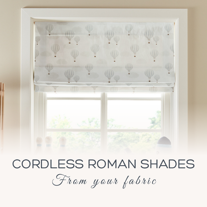 Custom Flat CORDLESS Roman Shades Made from Your Own Fabric