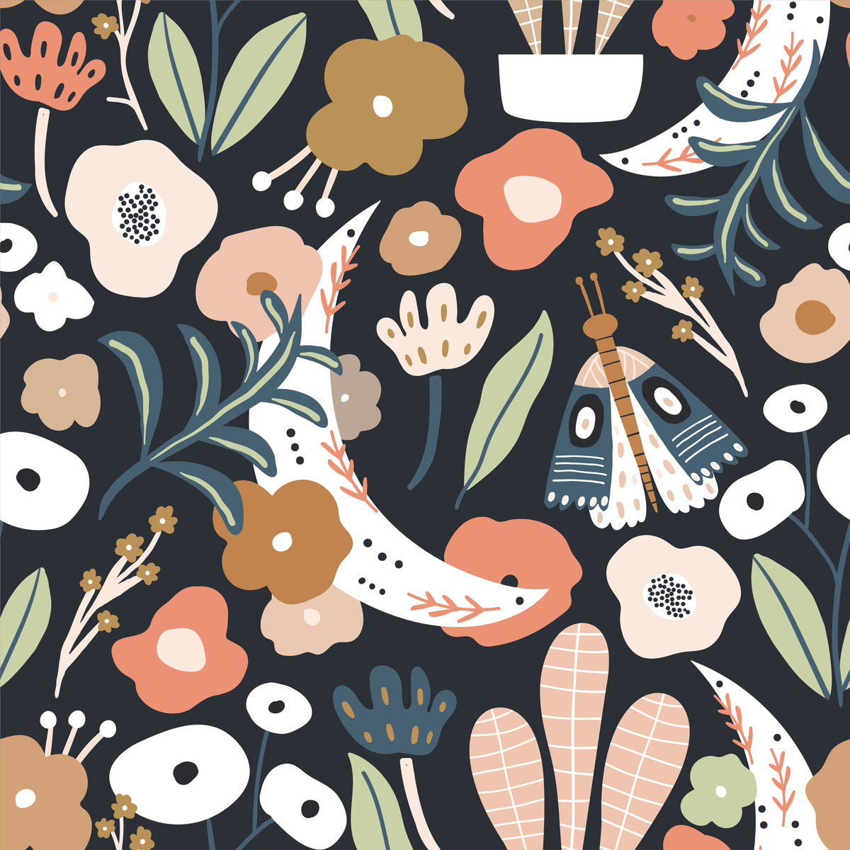 Designer Fabric - 'Midnight Petals'