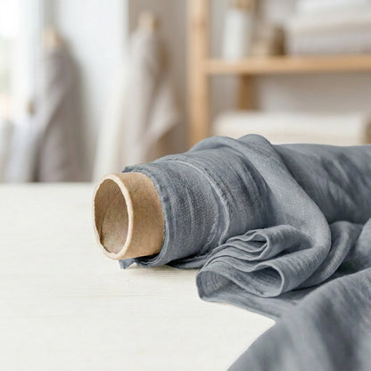 Sheer Linen Fabric by the Yard - Grayish Blue