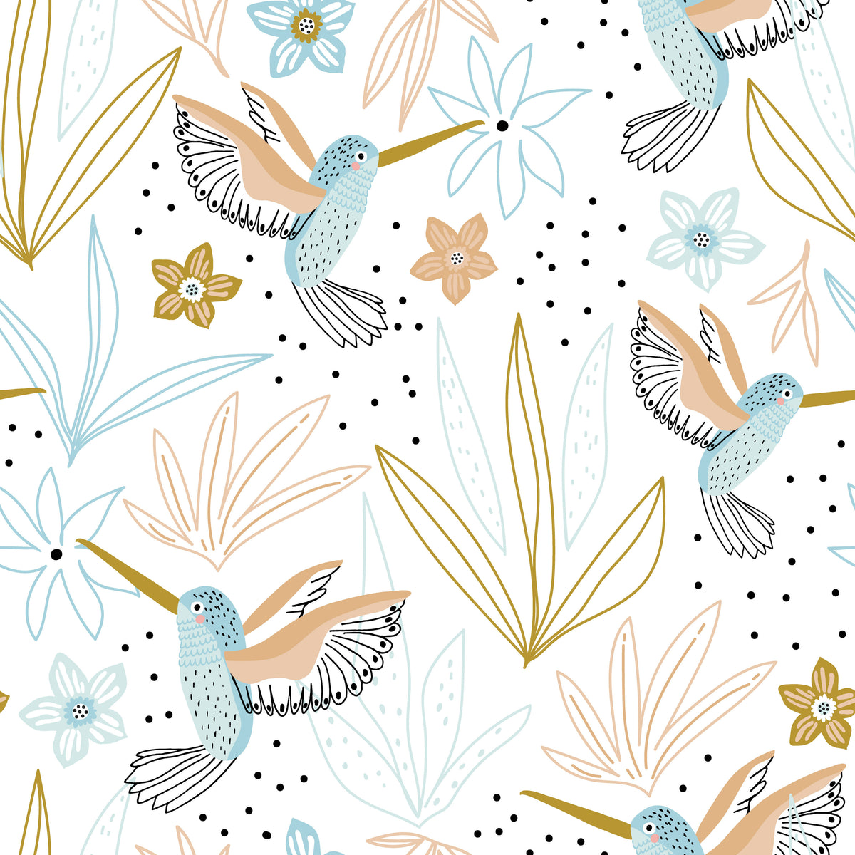 Designer Fabric - 'Golden Birds'