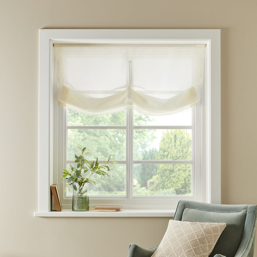 Sheer Roman shade inspiration for a bathroom