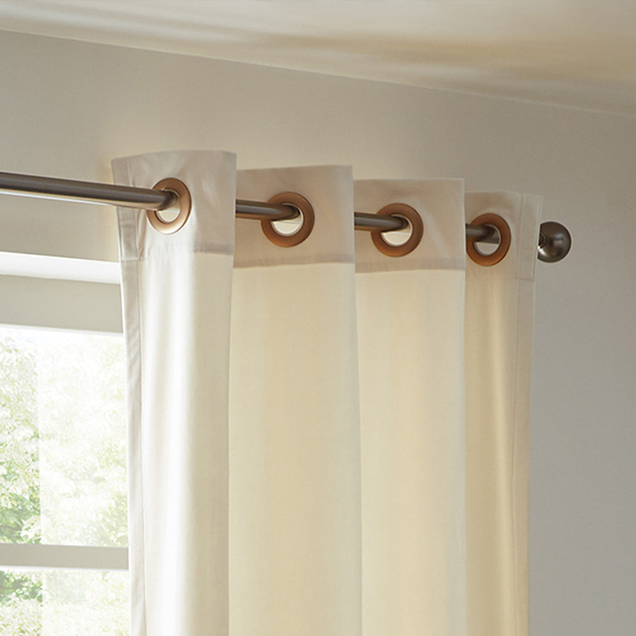 Grommet curtain heading by Linden Studio