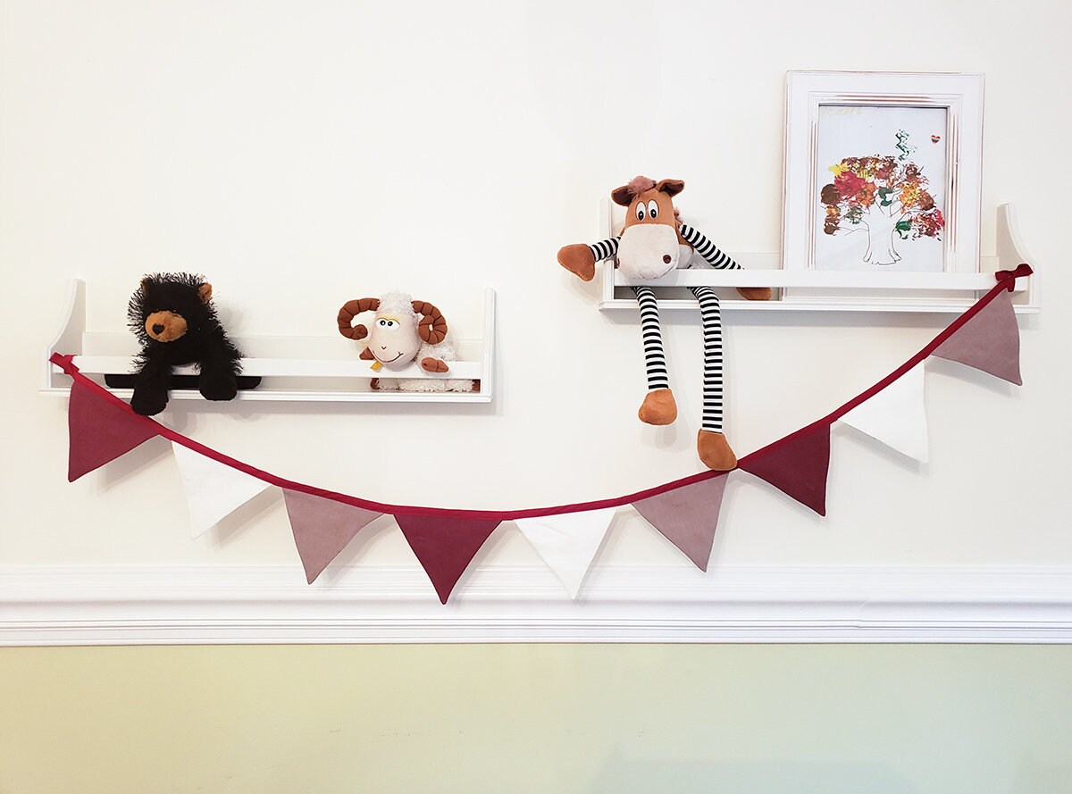 Linen Bunting, Kids Room Décor Fabric Bunting, Halloween Bunting, Baby Shower, Wedding Bunting Garland, Nursery Wall Décor
