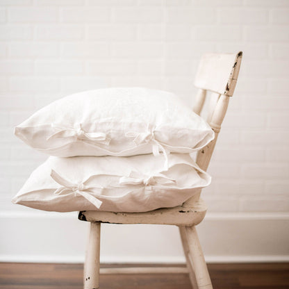 Linen Pillow Shams with Ties and Envelope Closure Set
