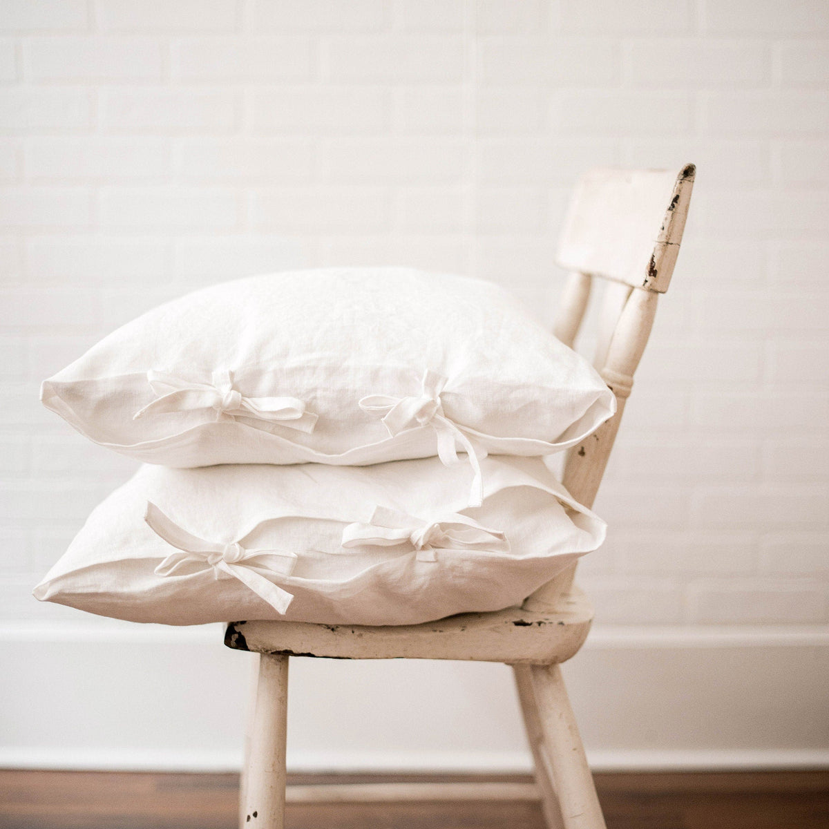 Linen Pillow Covers with Ties – Set of 2 Handmade European Linen Pillowcases