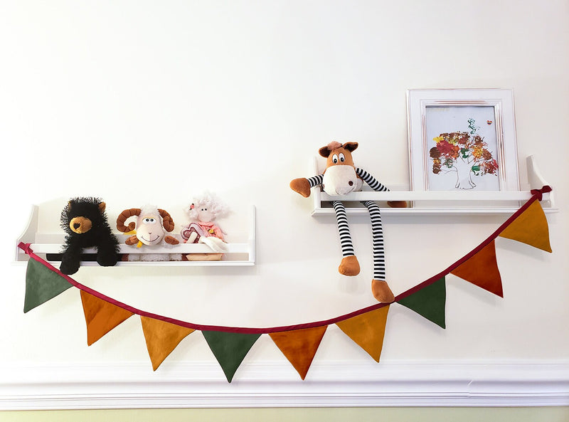 Linen Bunting, Kids Room Décor Fabric Bunting, Halloween Bunting, Baby Shower, Wedding Bunting Garland, Nursery Wall Décor