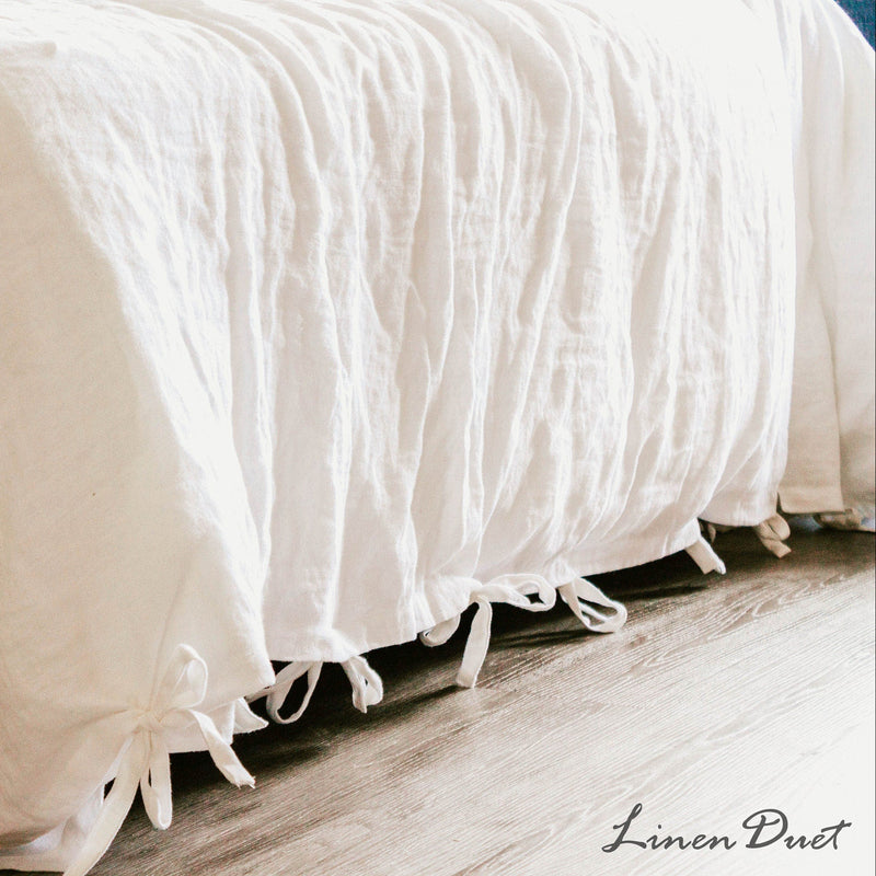Linen Duvet Cover Set with Ties and Matching Pillowcases