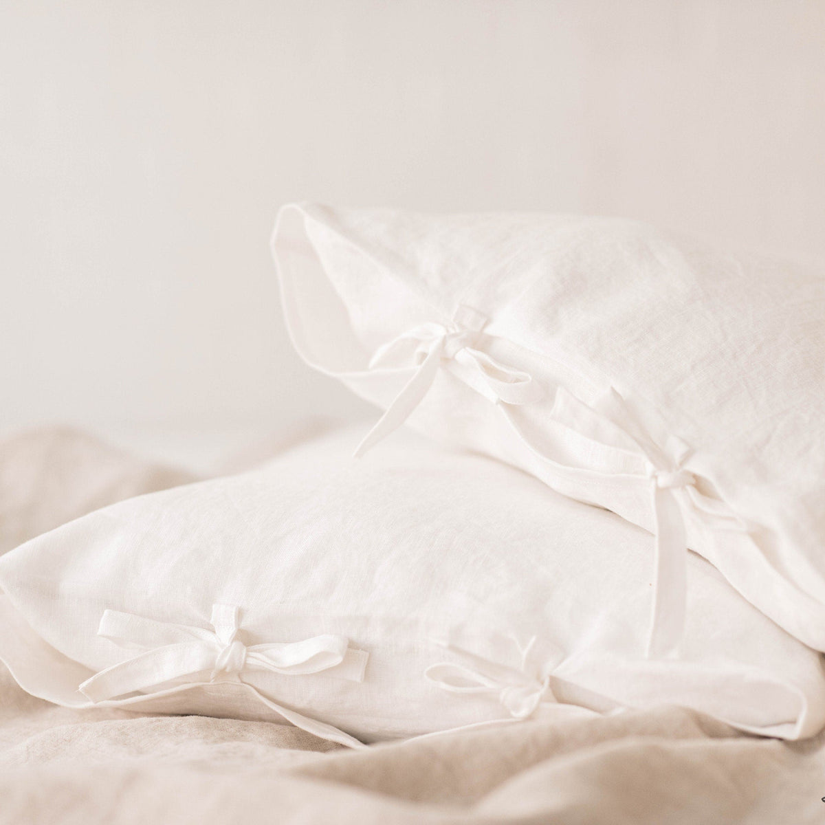 Linen Pillow Covers with Ties – Set of 2 Handmade European Linen Pillowcases