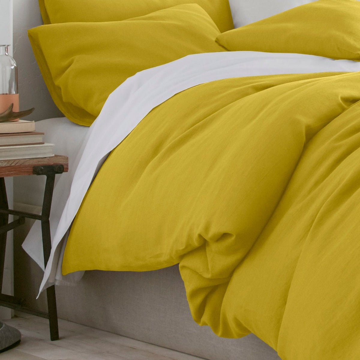 Set of 2 Yellow Linen Pillow Covers – Soft Linen Pillowcases with Envelope Closure