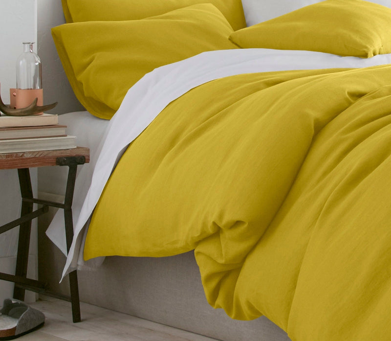 Set of 2 Yellow Linen Pillow Covers – Soft Linen Pillowcases with Envelope Closure