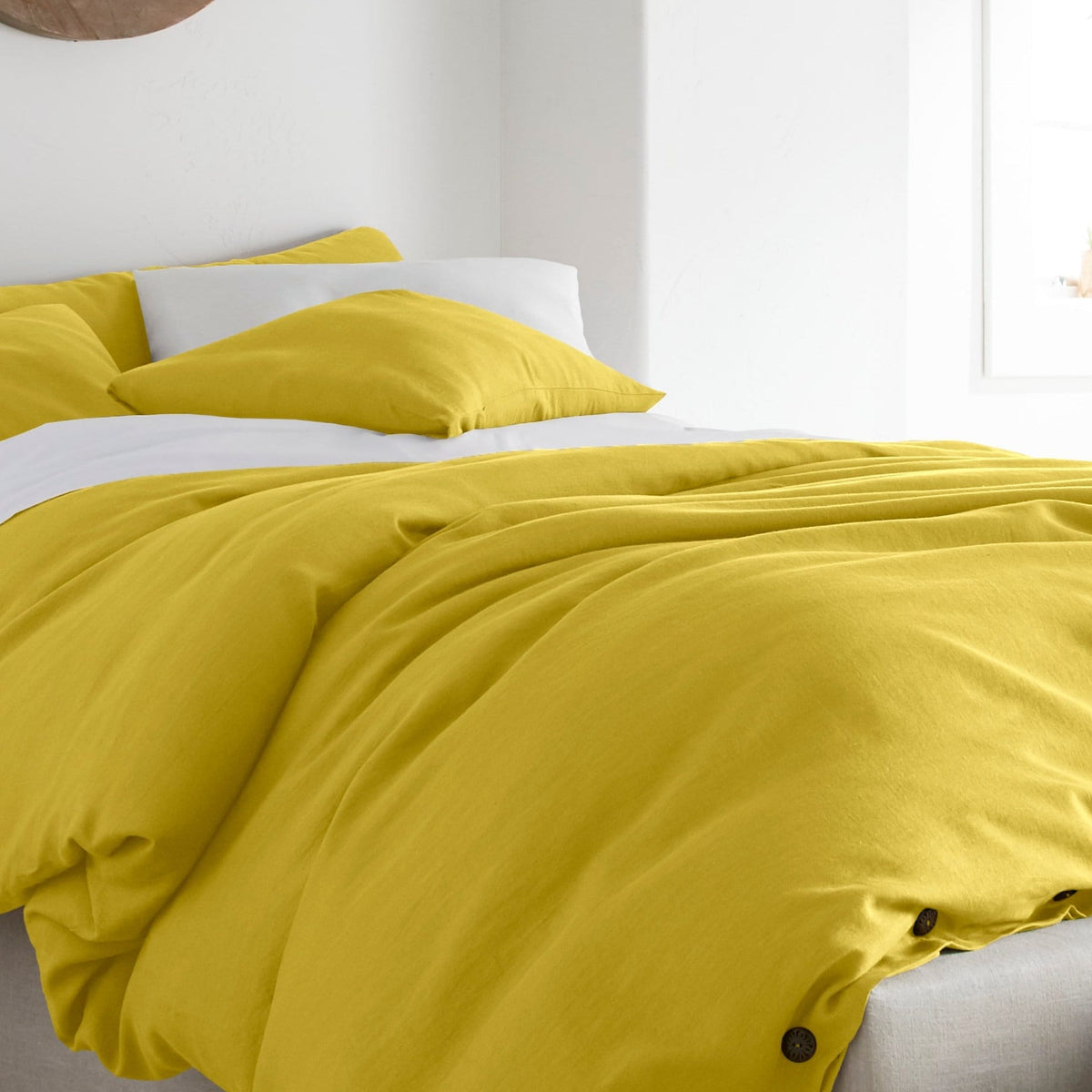 Set of 2 Yellow Linen Pillow Covers – Soft Linen Pillowcases with Envelope Closure