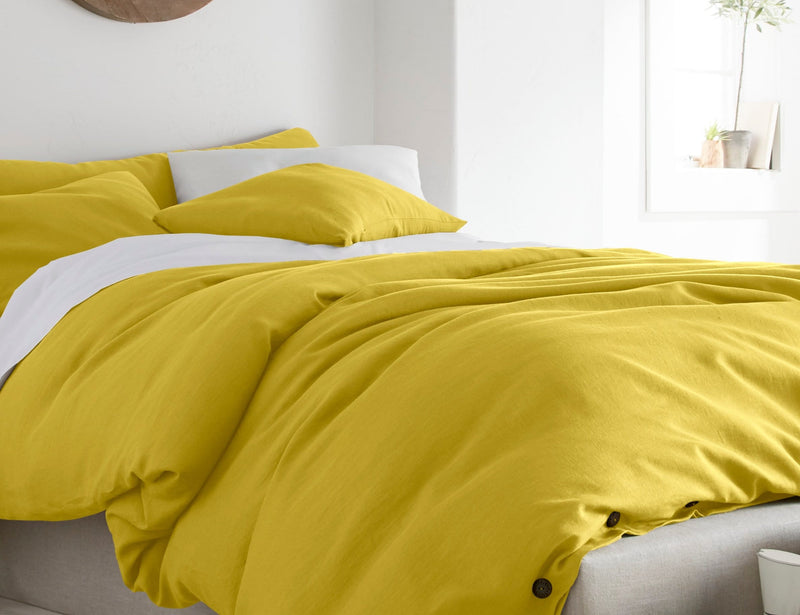 Set of 2 Yellow Linen Pillow Covers – Soft Linen Pillowcases with Envelope Closure