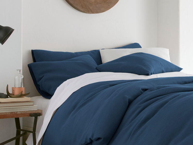 Sea Blue Linen Pillow Covers Set of 2 Envelope Closure