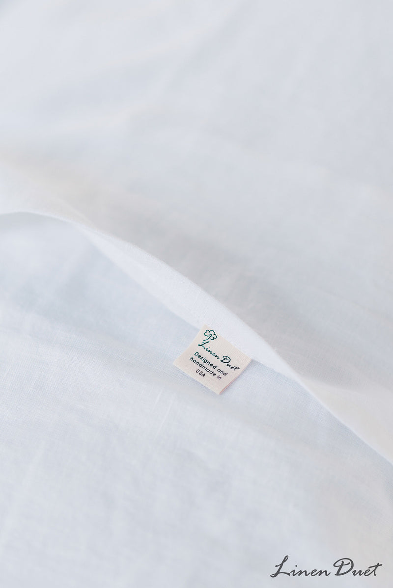 Linen Bed Coverlet with Flat Sides and Corner Ties - Linen Bedding Natural - White, Oatmeal, Mustard Bed Cover - Custom, Queen, King - Gift