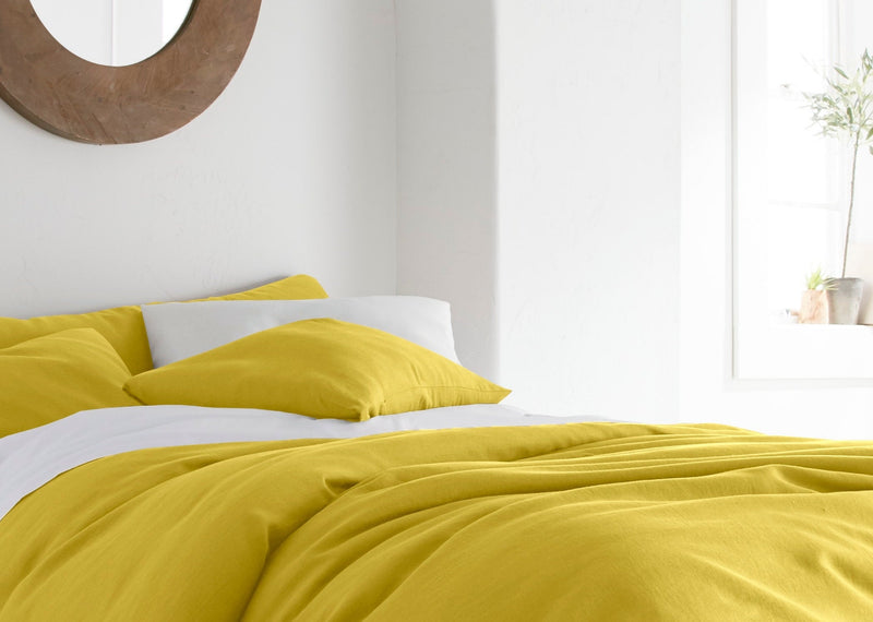 Set of 2 Yellow Linen Pillow Covers – Soft Linen Pillowcases with Envelope Closure