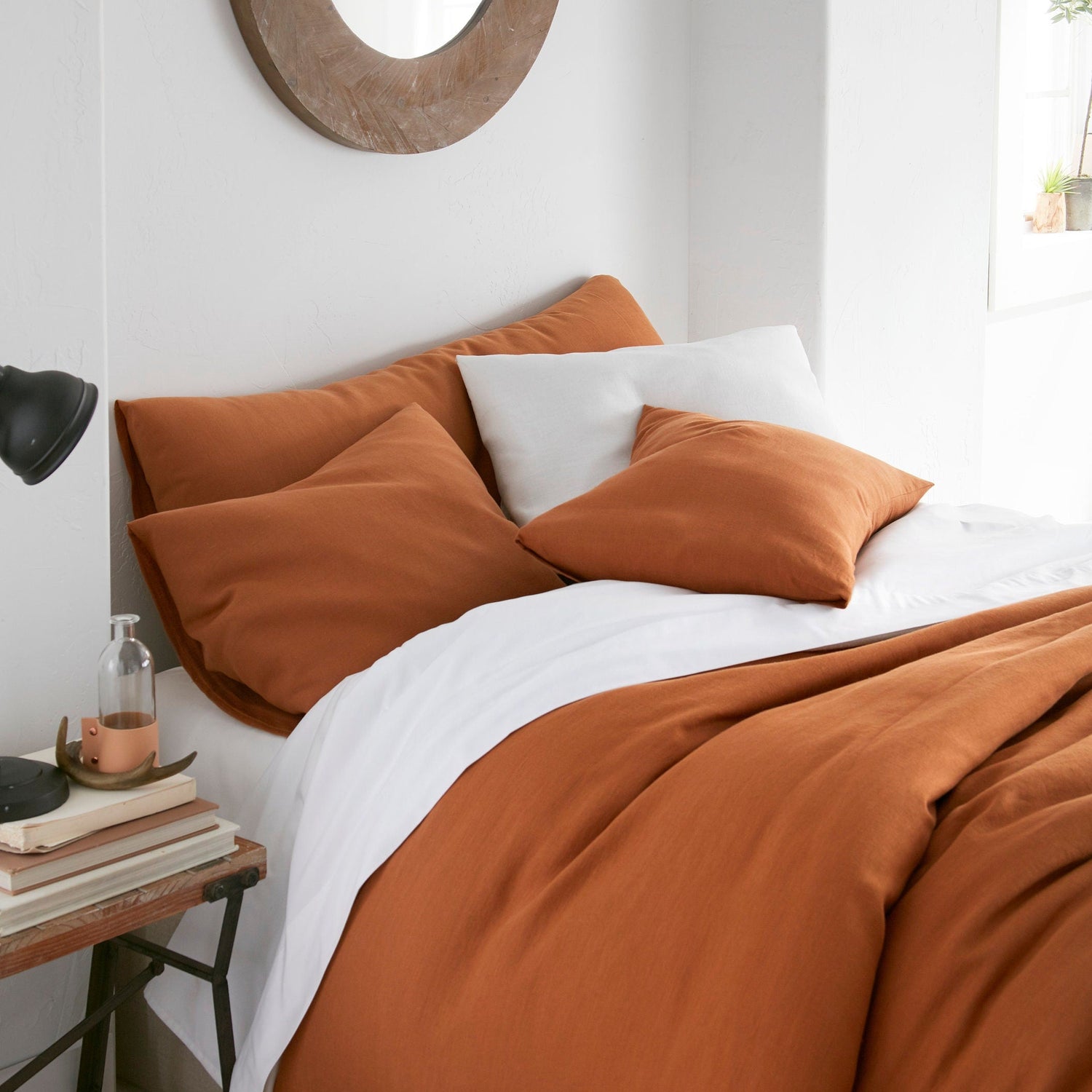Cinnamon Linen Pillow Covers Set of 2 Envelope Closure