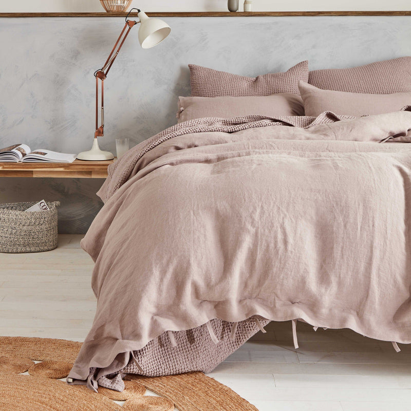 Linen Duvet Cover Set with Ties and Matching Pillowcases