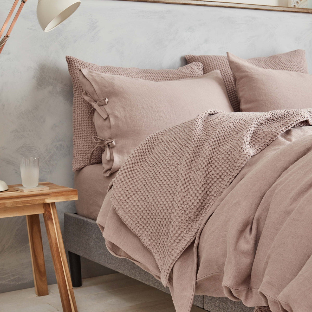 Linen Pillow Shams with Ties and Envelope Closure Set
