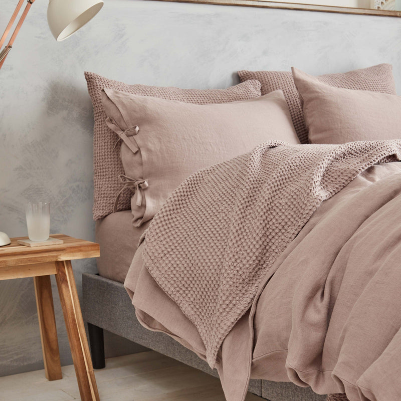 Linen Pillow Shams with Ties and Envelope Closure Set