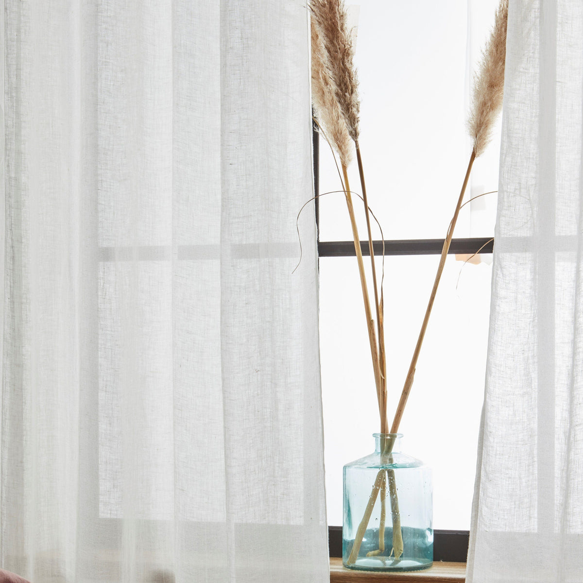 Sheer Linen Tie Top Curtains – Adjustable Tie Panel