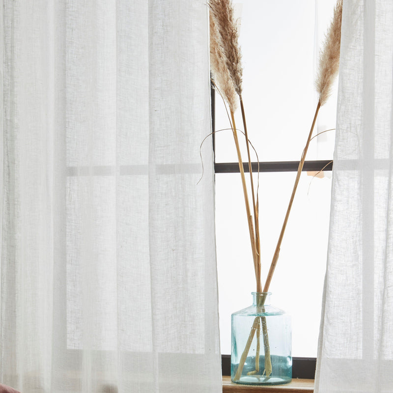 Sheer Linen Tie Top Curtains – Adjustable Tie Panel
