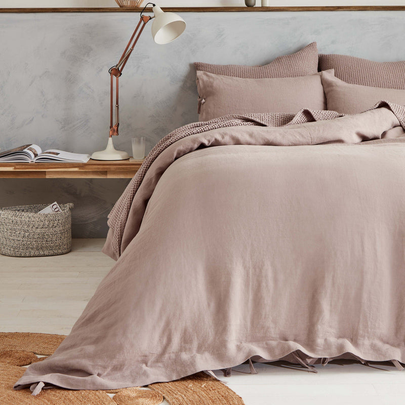 Linen Duvet Cover Set with Ties and Matching Pillowcases