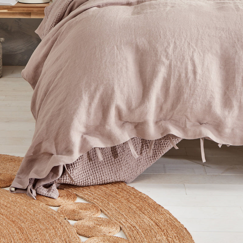 Linen Duvet Cover Set with Ties and Matching Pillowcases