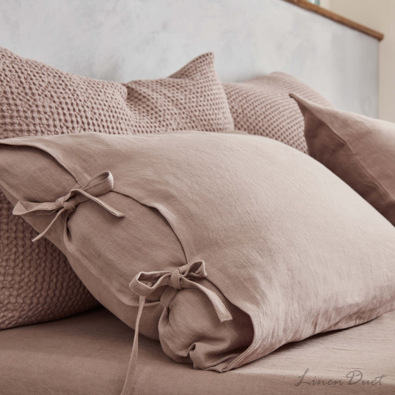 Linen Duvet Cover Set with Ties and Matching Pillowcases