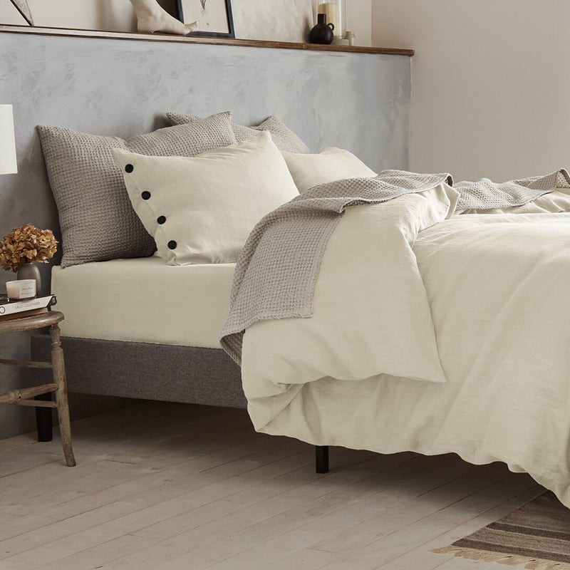 Natural Linen Fitted Sheet – Handmade European Linen Bed Sheet