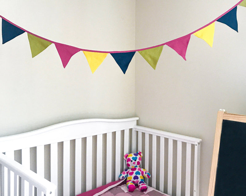 Linen Bunting, Kids Room Décor Fabric Bunting, Halloween Bunting, Baby Shower, Wedding Bunting Garland, Nursery Wall Décor