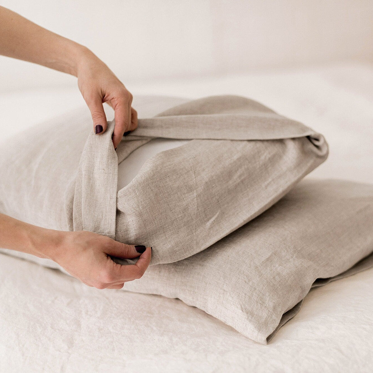 Linen Pillow Cover with Envelope Closure in Natural European Linen