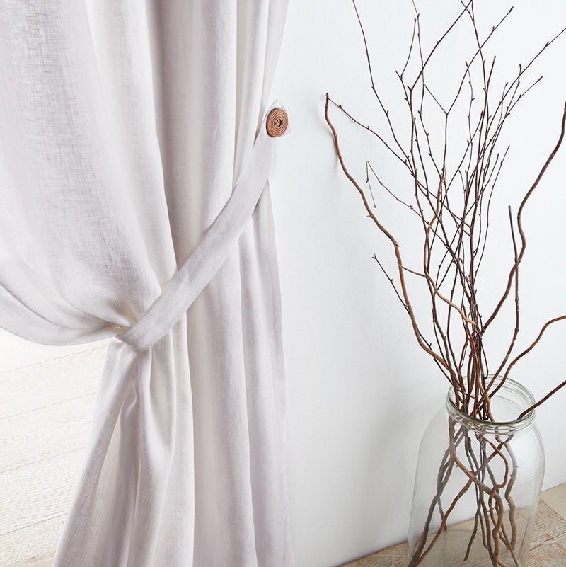 Linen Curtain Tie Backs with Buttons – Set of 2