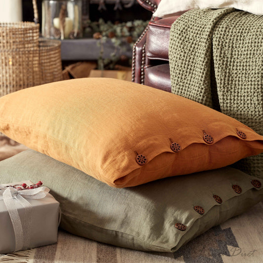 Soft European Linen Pillowcase with Button Closure
