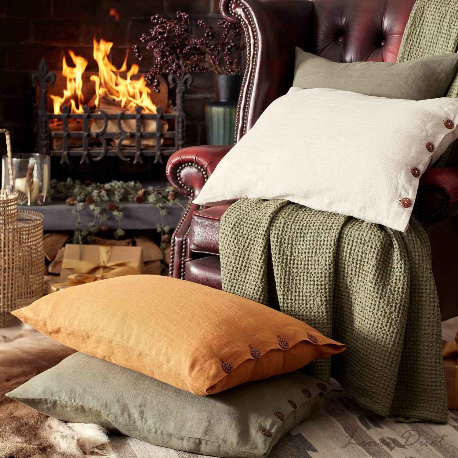 Soft European Linen Pillowcase with Button Closure