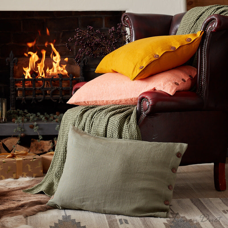 Soft European Linen Pillowcase with Button Closure