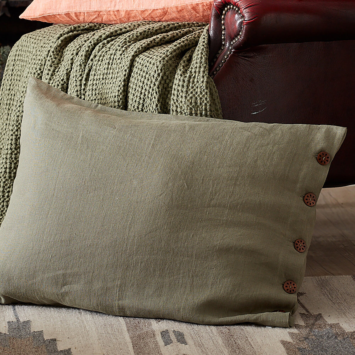 Soft European Linen Pillowcase with Button Closure