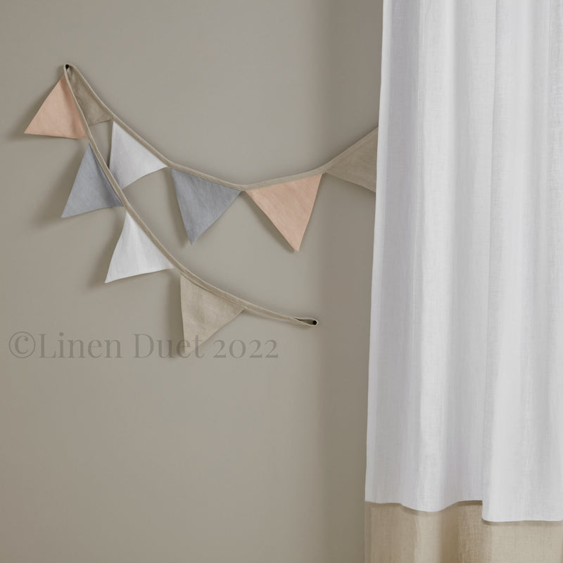Linen Bunting, Kids Room Décor Fabric Bunting, Halloween Bunting, Baby Shower, Wedding Bunting Garland, Nursery Wall Décor