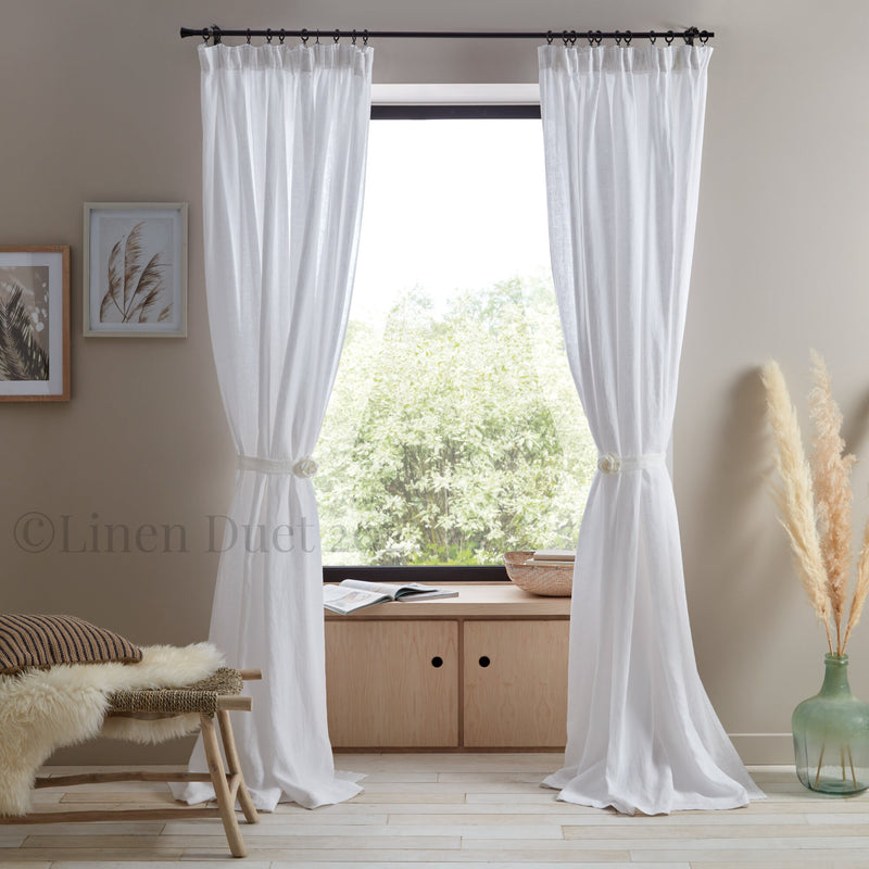 Linin Curtain Tie Backs with Floral Decor