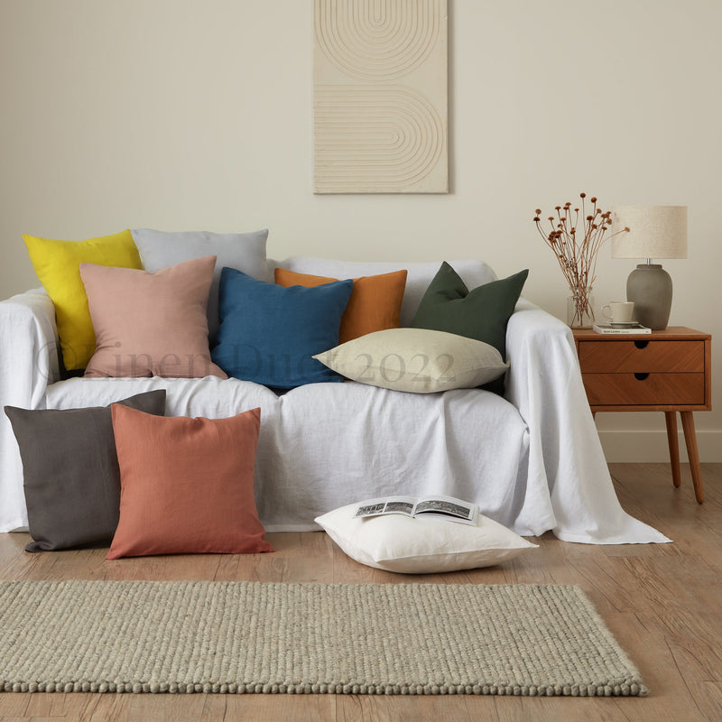 Linen Pillow Cover with Envelope Closure in Natural European Linen