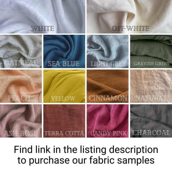 Fabric swatches in various colors with labels above each swatch.