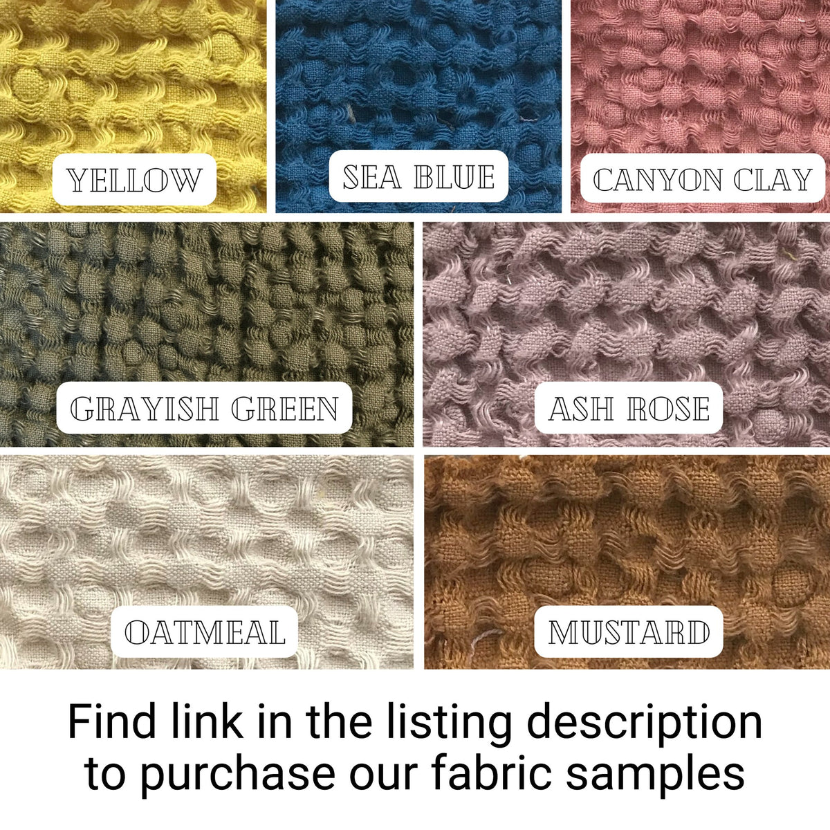 Waffle Linen Throw Blanket in Linen Cotton Blend for Bed or Sofa