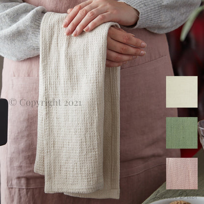 Waffle Linen Cotton Kitchen Hand Towel