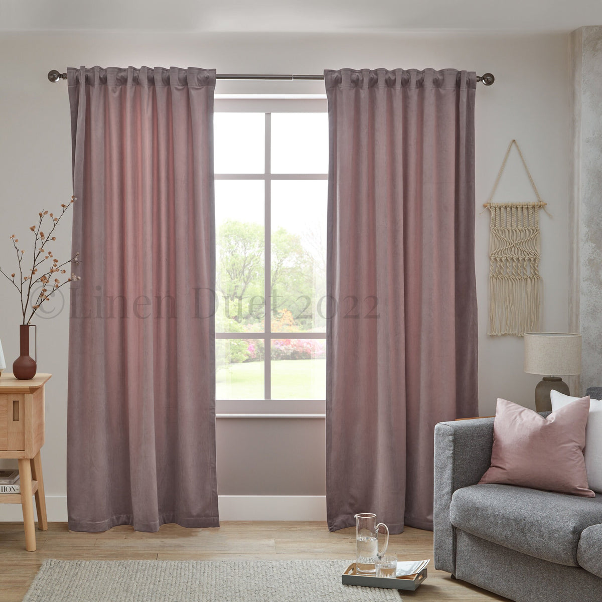 Custom Velvet Back Tab Curtains with Multifunctional Heading Tape