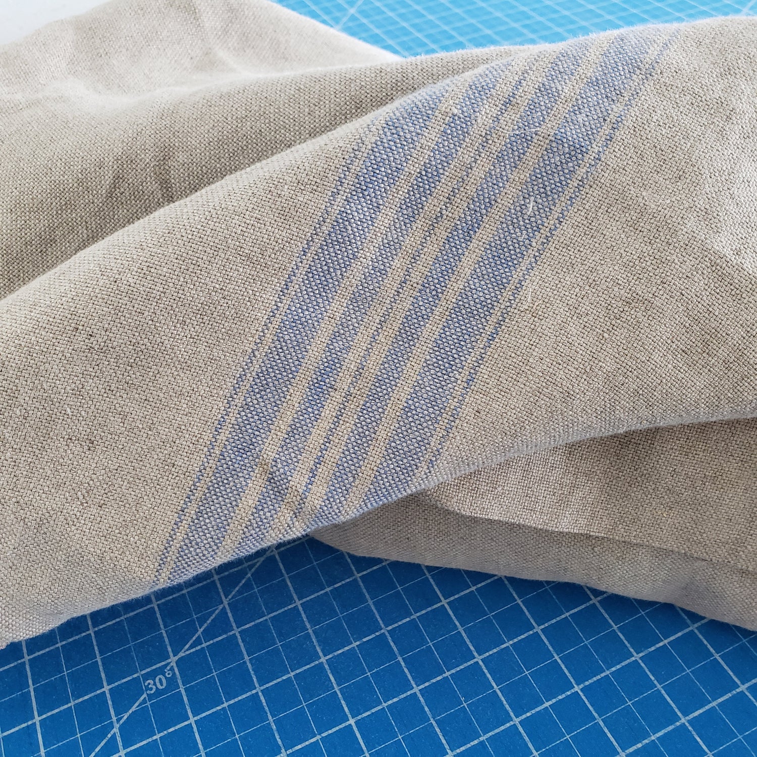 Heavyweight Striped Linen Fabric by the Yard