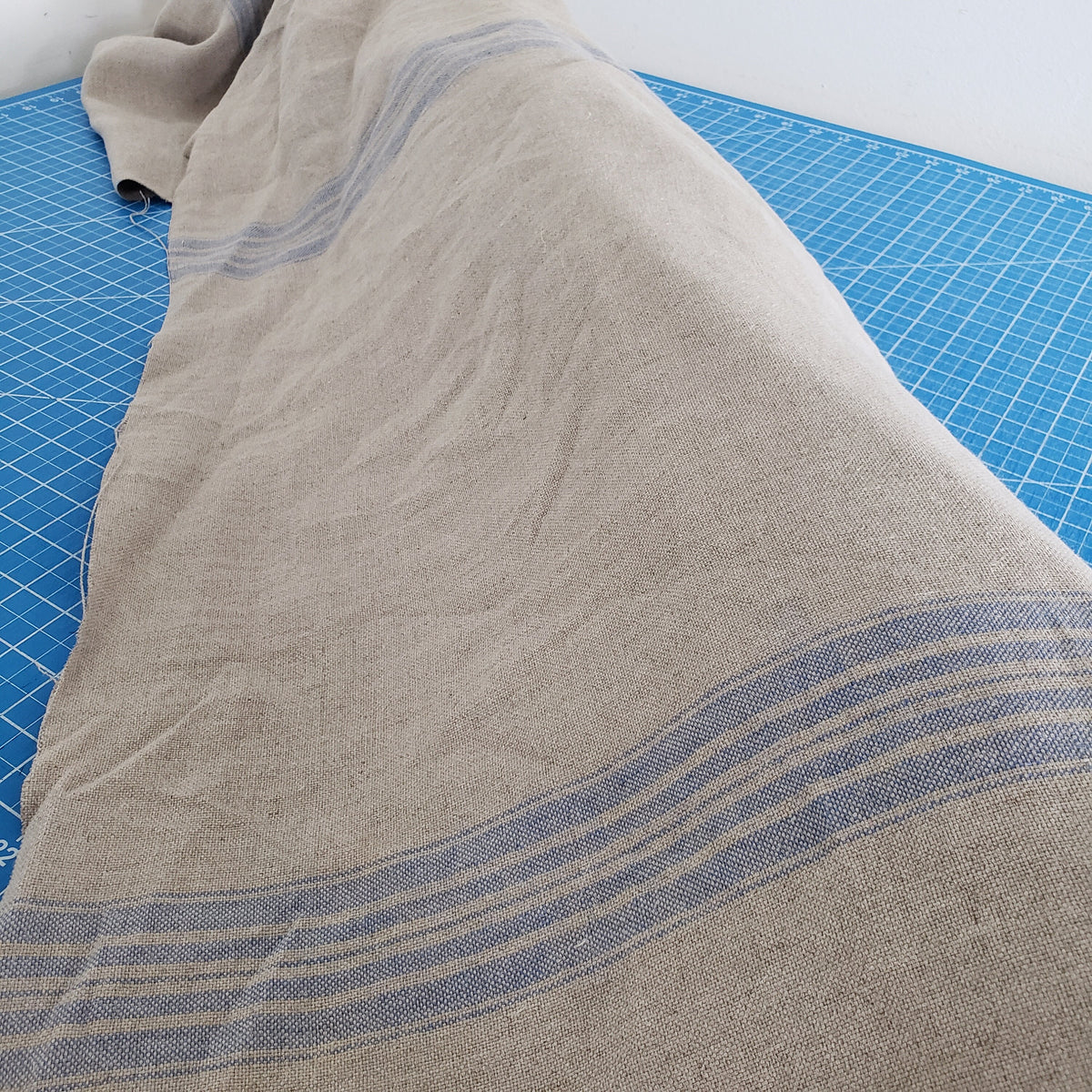 Heavyweight Striped Linen Fabric by the Yard