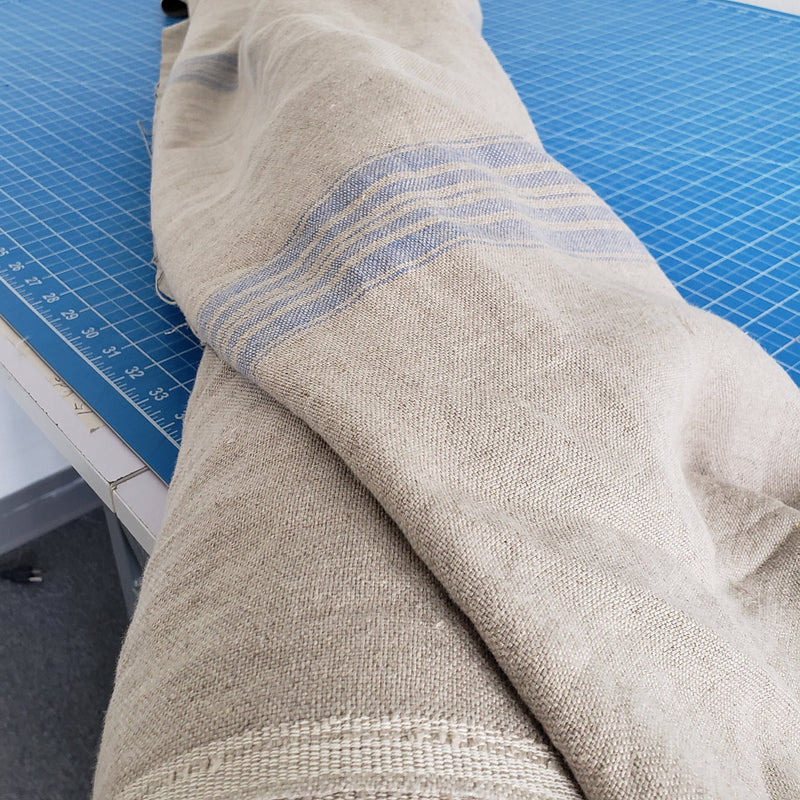 Heavyweight Striped Linen Fabric by the Yard