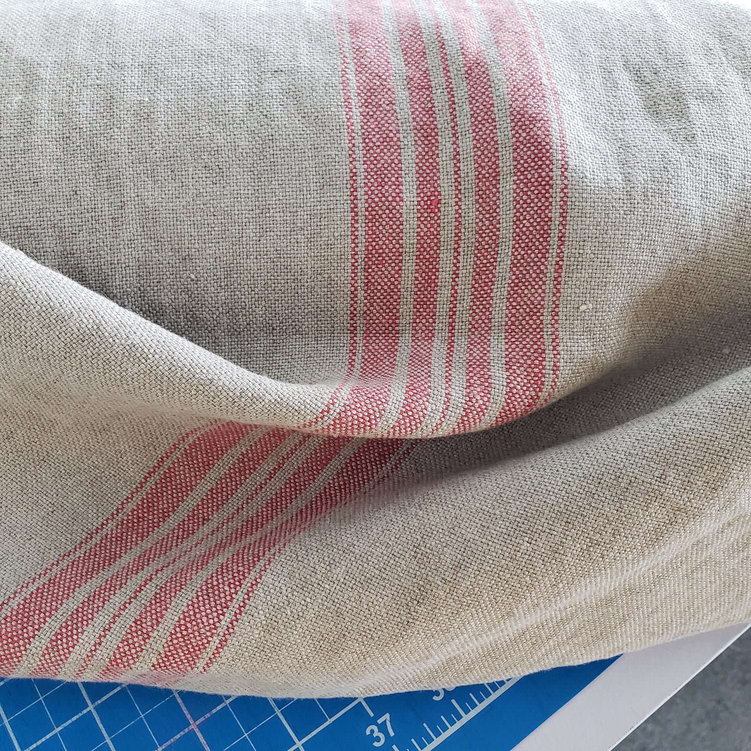 Heavyweight Striped Linen Fabric by the Yard for Upholstery and Home Decor