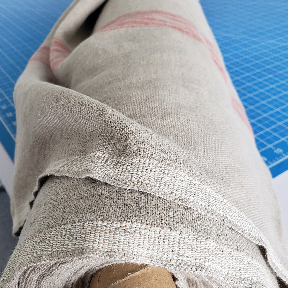Heavyweight Striped Linen Fabric by the Yard for Upholstery and Home Decor