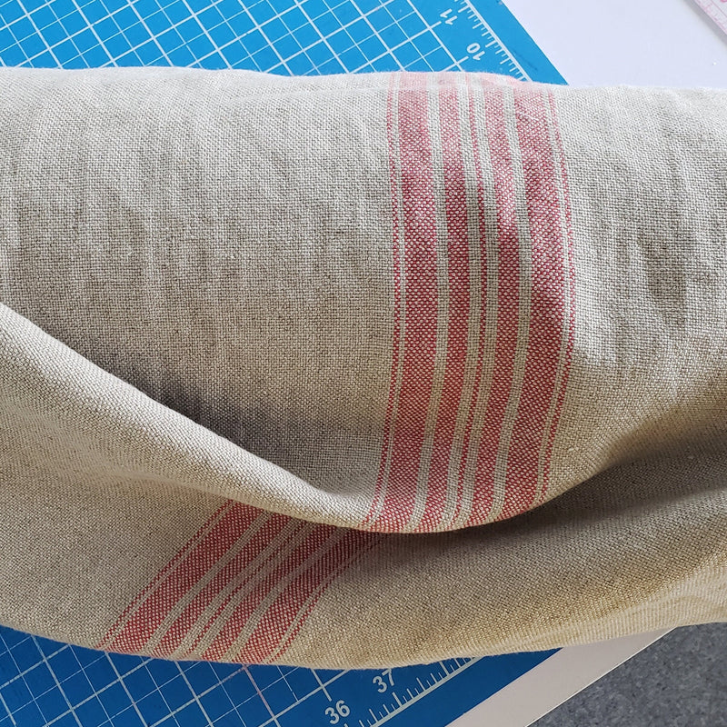 Heavyweight Striped Linen Fabric by the Yard for Upholstery and Home Decor